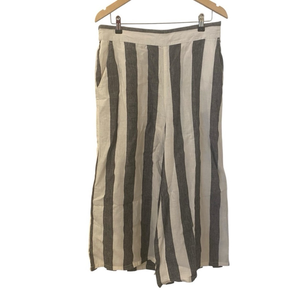 Catherine Malandrino Womens 100% Linen Striped Palazzo Pants